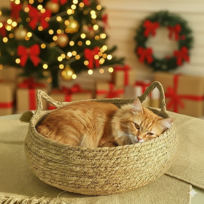 Cama Ninho de Vime Natural para Gatos