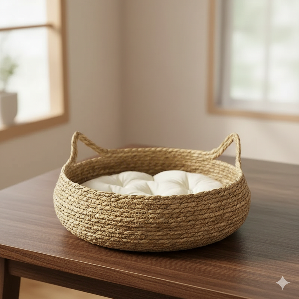 Cama Ninho de Vime Natural para Gatos