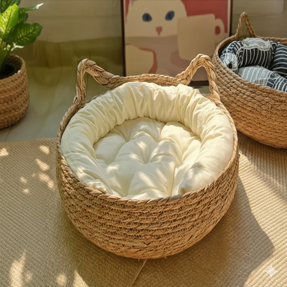 Cama Ninho de Vime Natural para Gatos