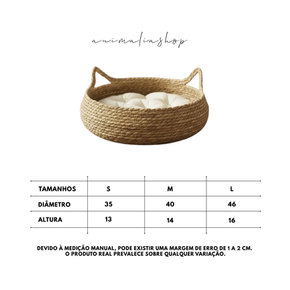 Cama Ninho de Vime Natural para Gatos